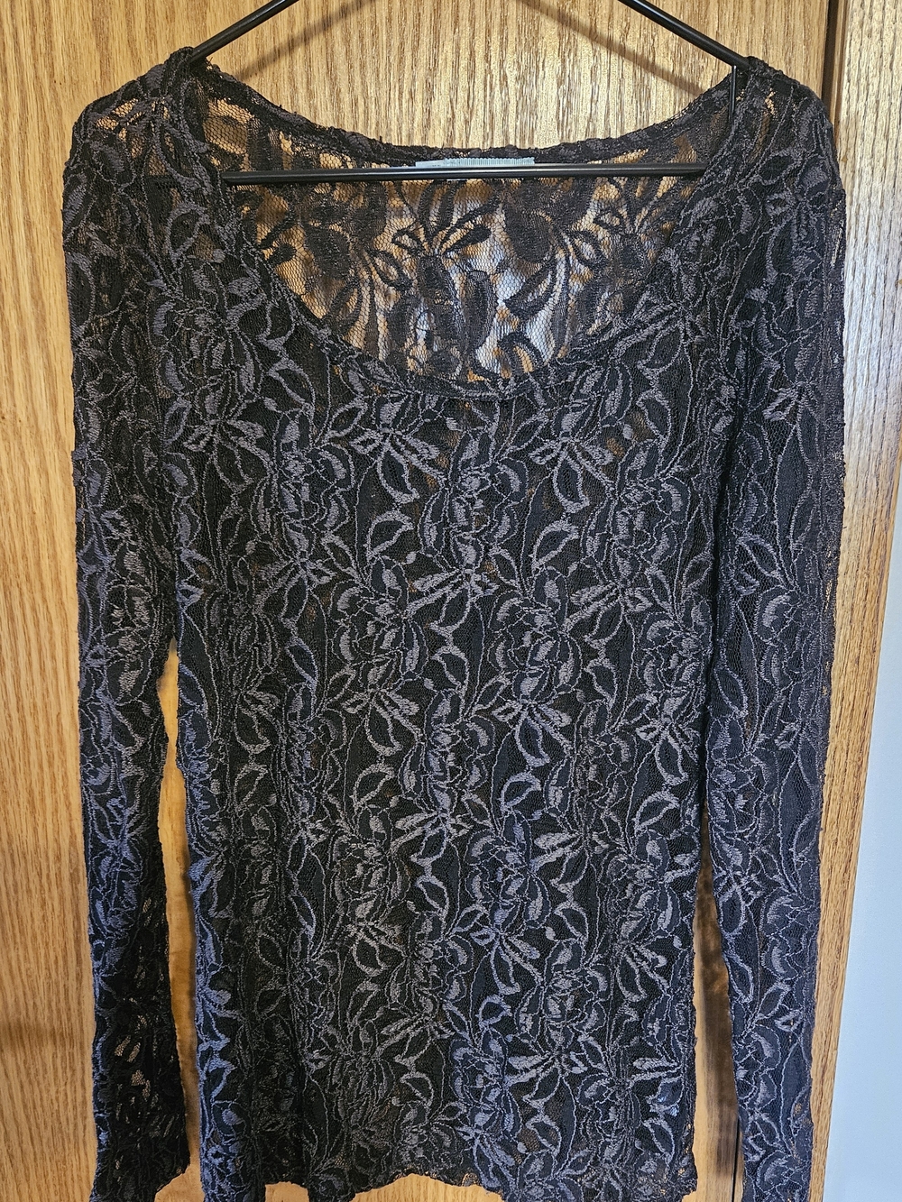Maurices Black Floral Lace Long-Sleeve Tunic